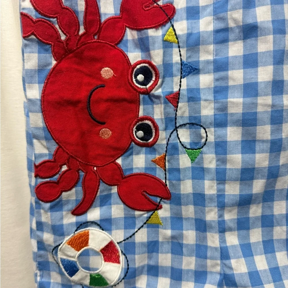 Good Lad Blue & White Gingham Crab Appliqué Dress